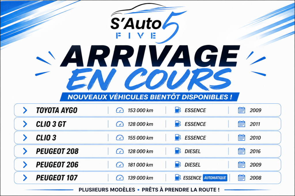 arrivage s auto five véhicule d'ocassioin a valenciennes